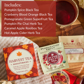 The Republic of Tea Cranberry Blood Orange Black Tea bag, bright citrus sweetness.