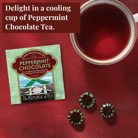 Varied ingredients for The Republic of Tea cuppa chocolate tea blend