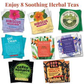The Republic of Tea setup with cups showcases ready-to-sip flavor variety