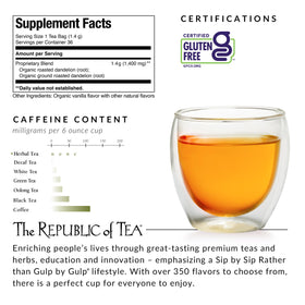 Dandelion SuperHerb tea poured over ice creates a refreshing cool option.