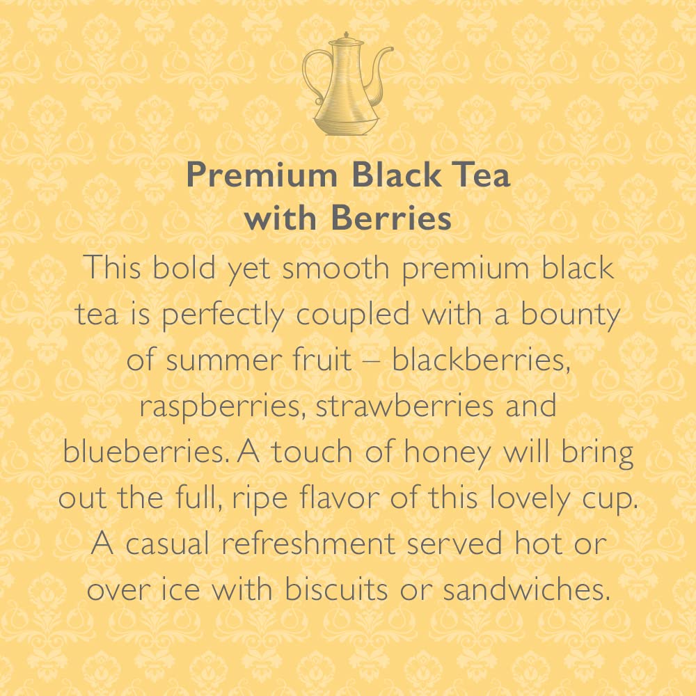 Pouring hot water over Bates' Brambleberry tea bags to steep a fragrant cup.