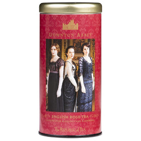 The Republic of Tea Downton Abbey English Rose Tea packshot showing caffeine-free herbal blend