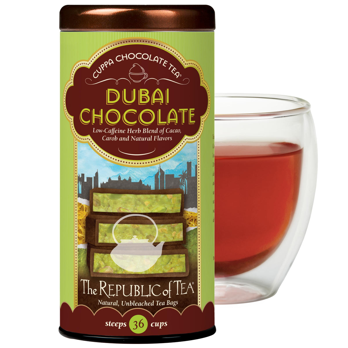 Steaming cup of Dubai Chocolate Cuppa evokes rich cocoa and creamy sweetness.