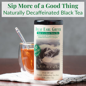 Earl Greyer Decaf Tea bags ready for a soothing, caffeine-free cup.
