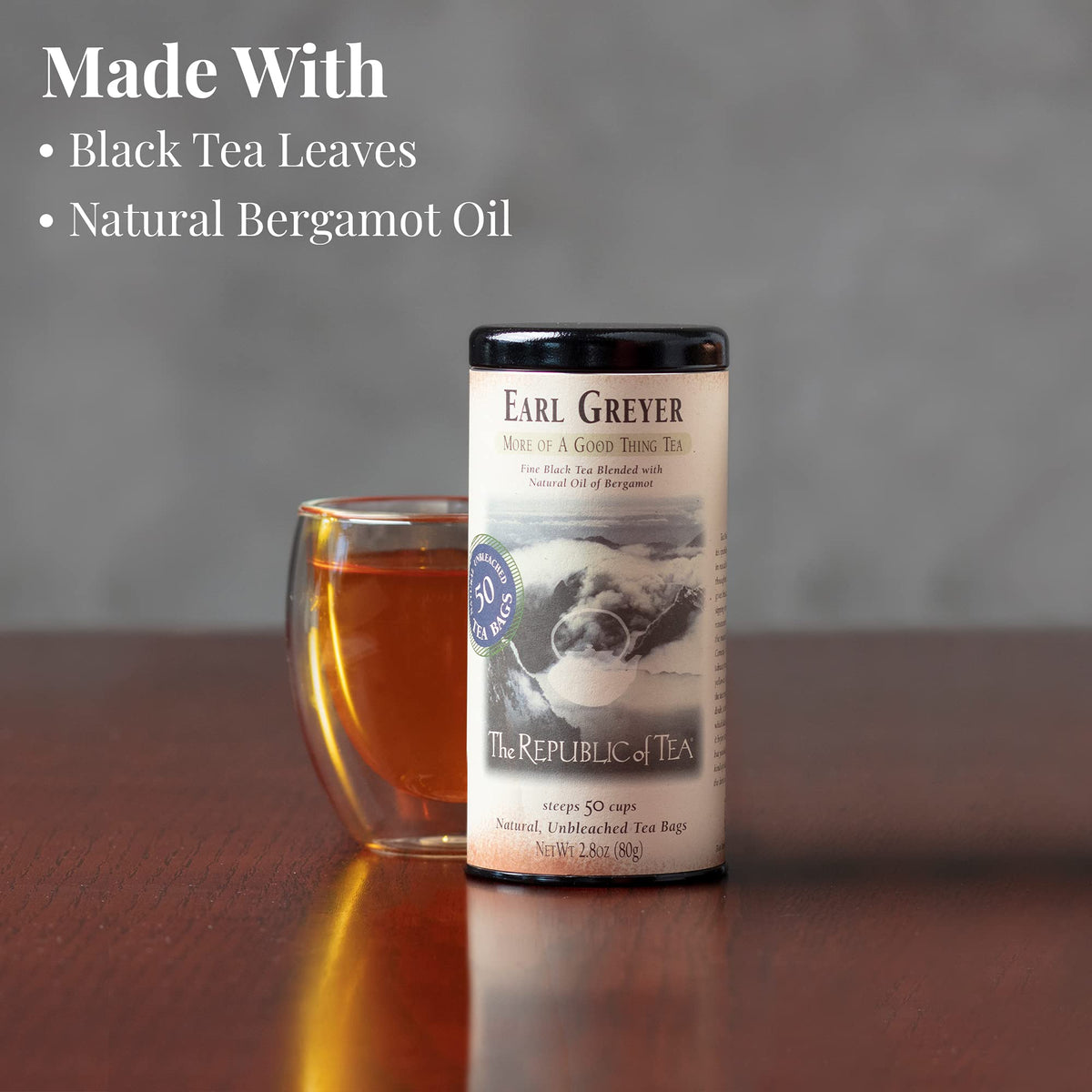 Light liquoring leaf for Earl Greyer seen during steeping