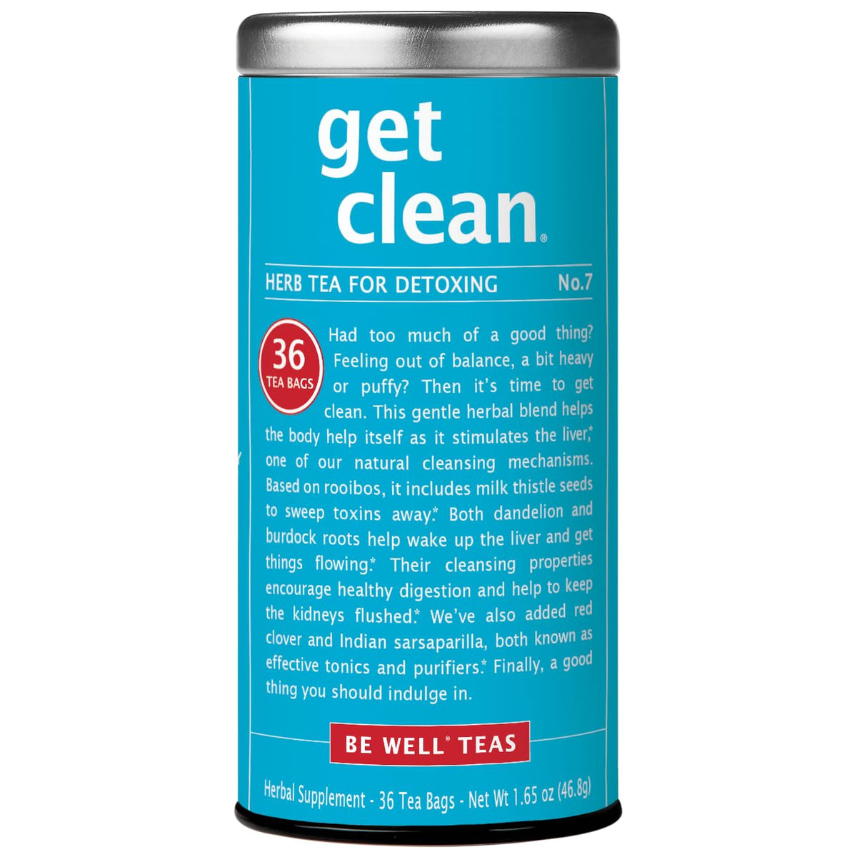 The Republic of Tea Get Clean No. 7 tea bag ready for a soothing, caffeine-free ritual.