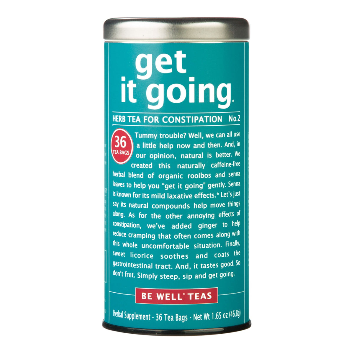 The Republic of Tea Get It Going Tea 36-count package supports a smoother morning.
