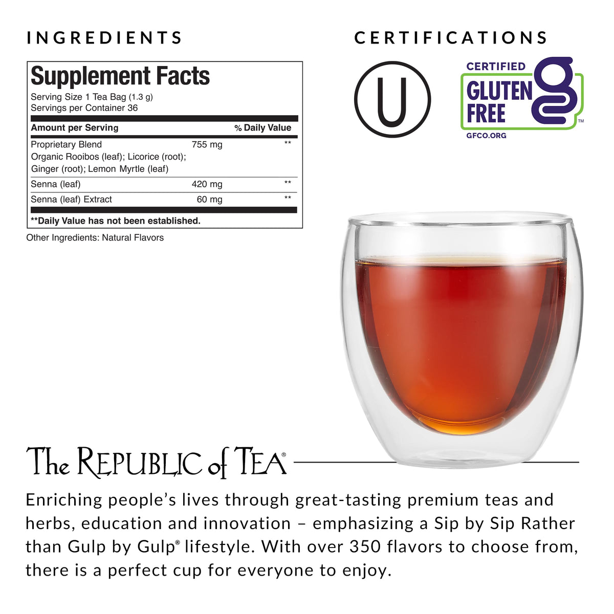 The Republic of Tea Get It Going Tea bags arranged for quick brewing.