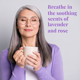The Republic of Tea Get Relaxed No.14 Lavender Rose aroma calms senses during brewing.