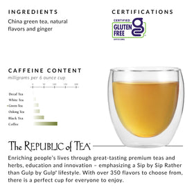 Certifications indicating gluten-free and sugar-free attributes for The Republic of Tea