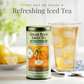 Ingredients label for The Republic of Tea Ginger Peach Green Tea