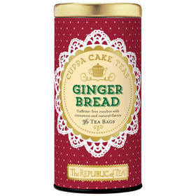 The Republic of Tea Gingerbread Cuppa Cake tea bag tin, cozy holiday aroma for gatherings.