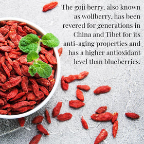 The Republic of Tea goji berry green superfruit tea cup with steam daytime freshness
