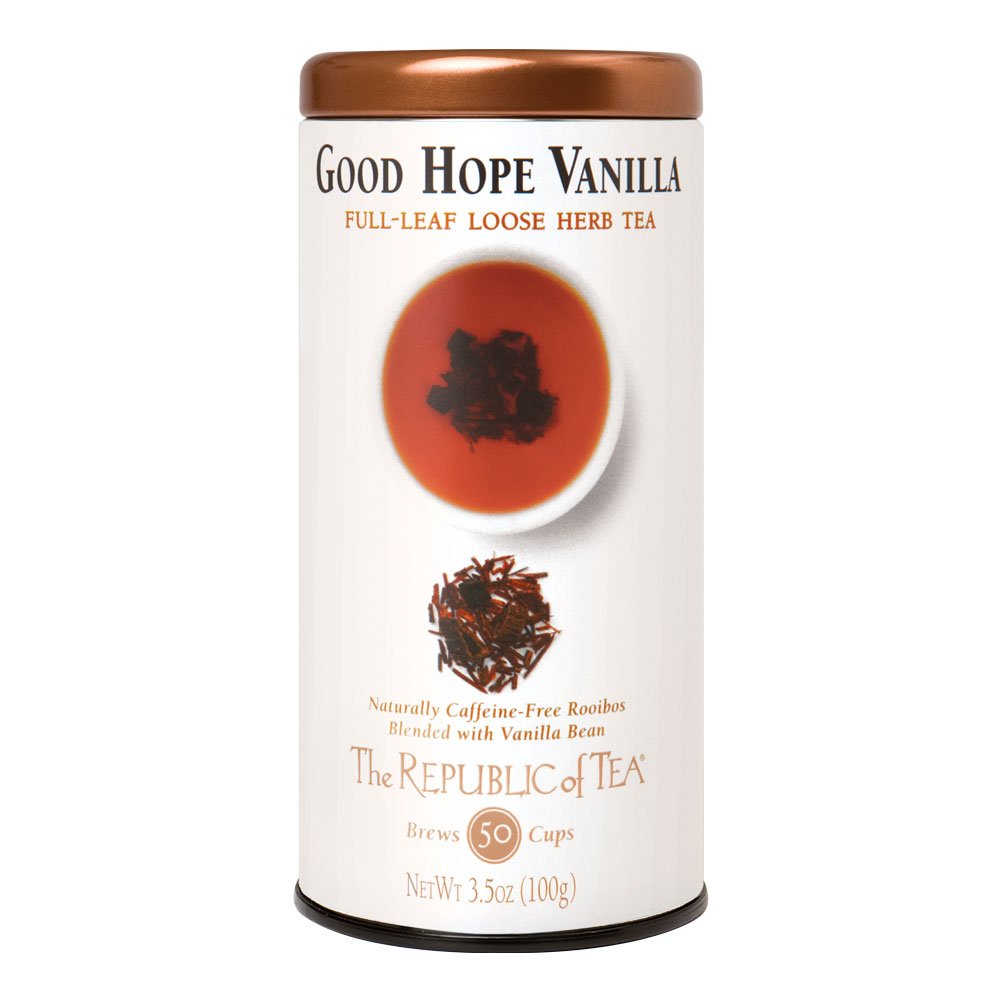 The Republic of Tea Good Hope Vanilla Red tea leaves ready for a soothing, caffeine-free brew