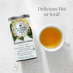 The Republic of Tea green rooibos leaves create a smooth, caffeine-free blend.