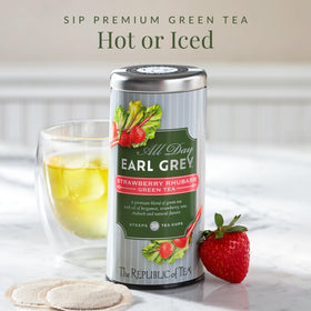 The Republic of Tea green tea ingredients closeup with natural flavors