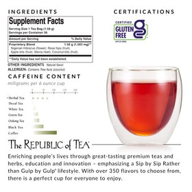 The Republic of Tea hibiscus coconut herbal blend signaling a soothing tea break.