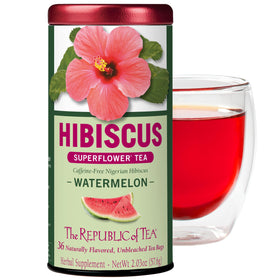 The Republic of Tea hibiscus watermelon superflower tea bags for a caffeine-free ritual