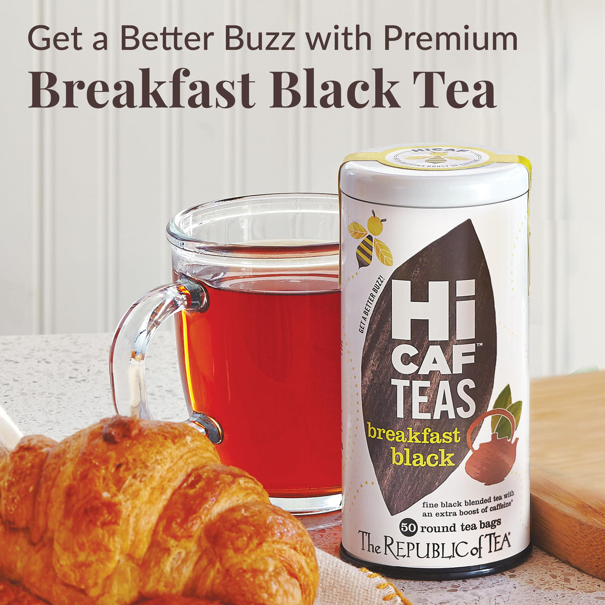 HiCAF Breakfast Black Tea steeping setup for bold flavor and focus.