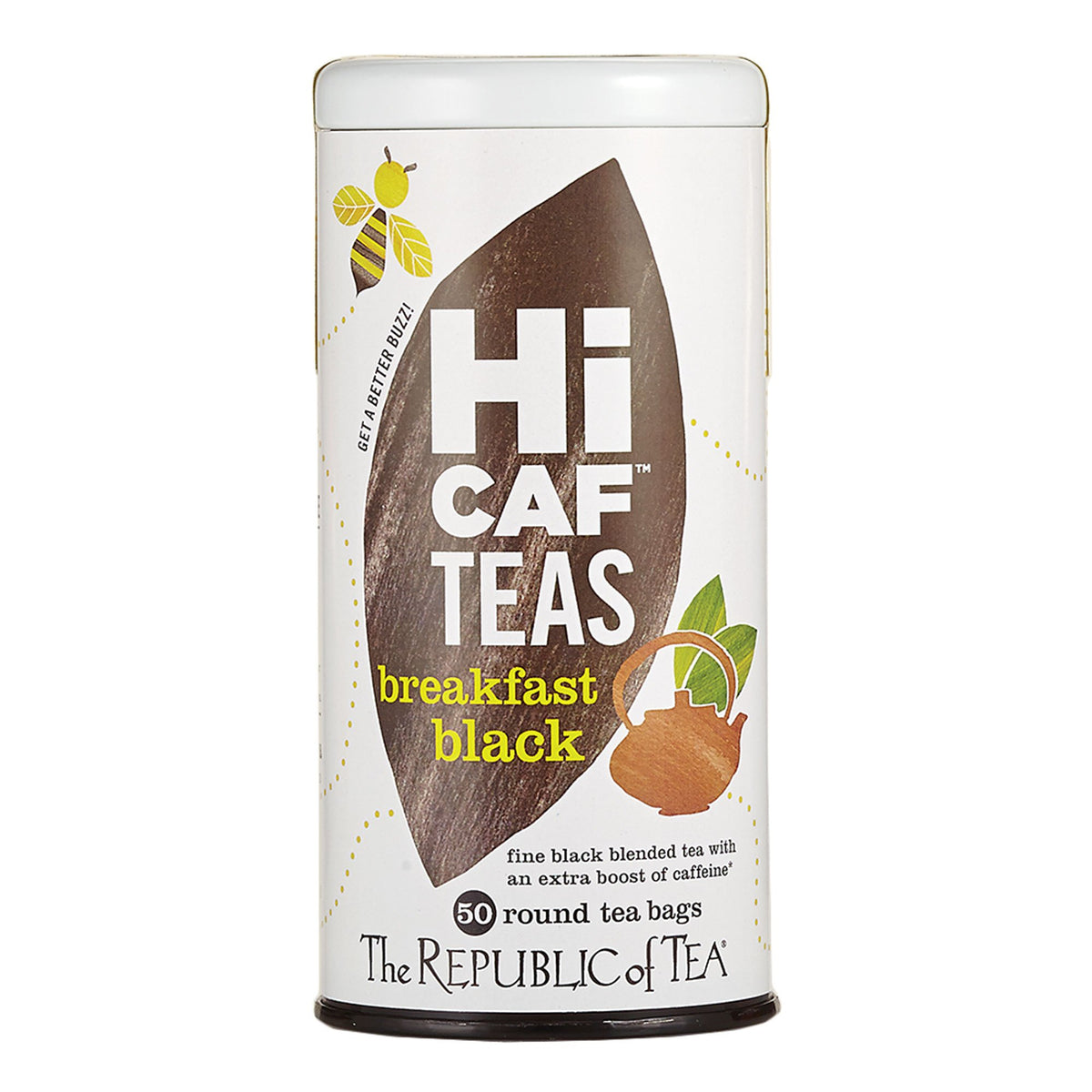 The Republic of Tea HiCAF Breakfast Black Tea tea bag for a quick energizing brew.