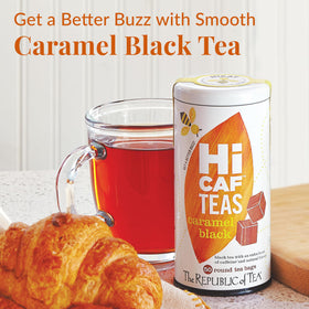 The Republic of Tea HiCAF Caramel Black Tea cup ready for a smooth, energized sip