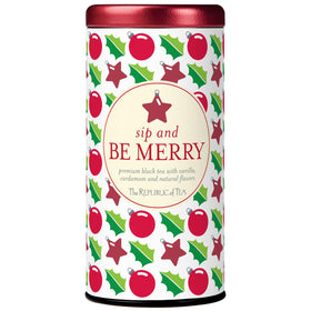 The Republic of Tea holiday tea gift tin, ideal for seasonal gifting.
