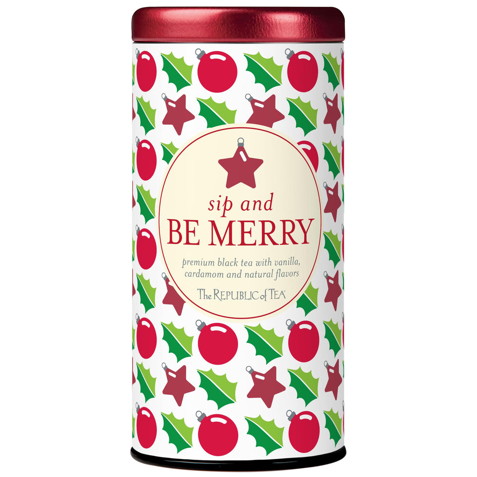 The Republic of Tea holiday tea gift tin, ideal for seasonal gifting.
