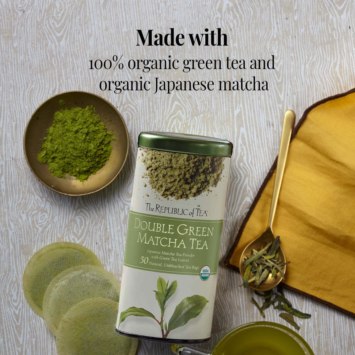 The Republic of Tea hot water over tea bag captures a simple, quick steep at home.