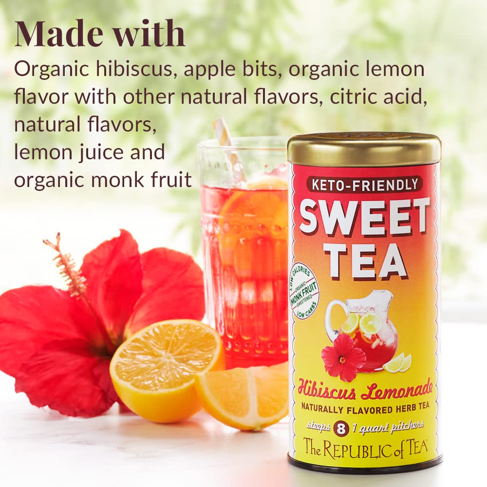 The Republic of Tea iced tea glass with lemonade notes for refreshing summer brewing