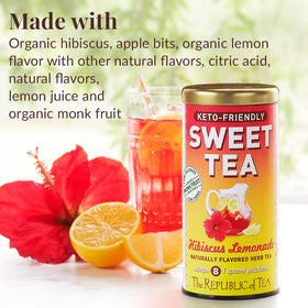 The Republic of Tea iced tea glass with lemonade notes for refreshing summer brewing