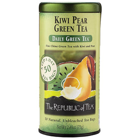 The Republic of Tea Kiwi Pear tea bag, ideal for hot or iced brew.