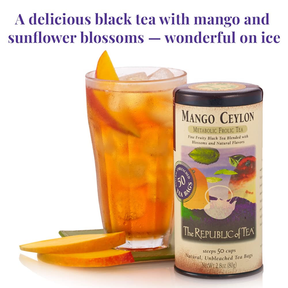 The Republic of Tea leaves in a steaming cup evoke rich, smooth sweetness.