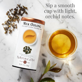 Milk Oolong leaves close-up showing silky texture and creamy aroma