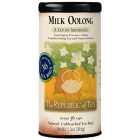 The Republic of Tea Milk Oolong tea tin for premium gifting and daily enjoyment.