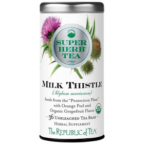 The Republic of Tea Milk Thistle SuperHerb Tea tin front view for daily ritual