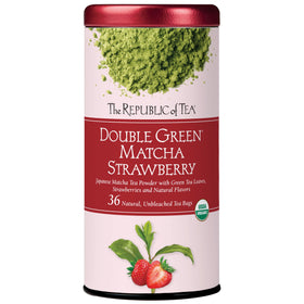 The Republic of Tea Organic Double Green Matcha Strawberry tea bags for a refreshing cup