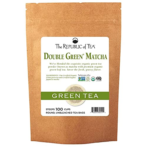 The Republic of Tea Organic Double Green Matcha Tea Bag offers fresh, convenient daily ritual.