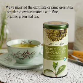 The Republic of Tea Organic Green Tea Leaves showcase premium ingredients for clean flavor.