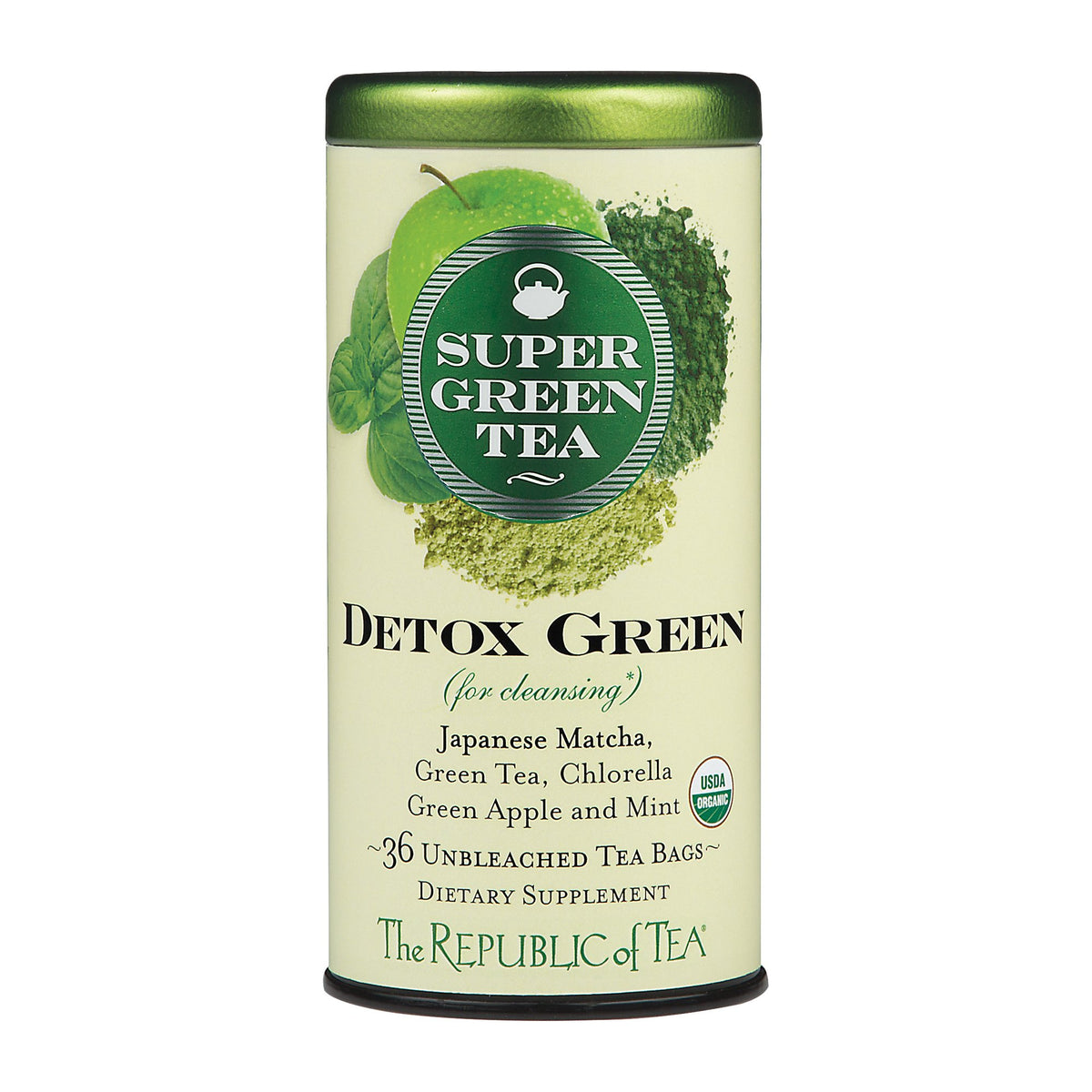 The Republic of Tea Organic SuperGreen Detox tea bags for a daily ritual.