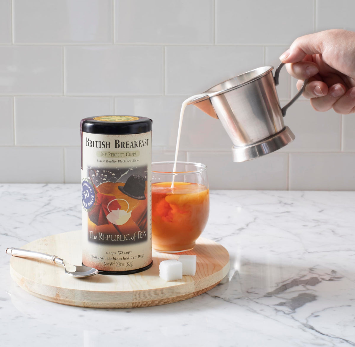 The Republic of Tea origin blend leaves deliver deep multi-region flavor.