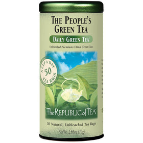 The Republic of Tea Peoples Green Tea tin with 50 bags, premium caffeinated daily brew