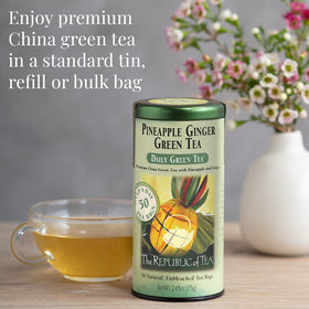 Pineapple-ginger green tea with fresh ginger slices