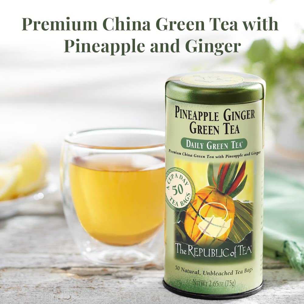 The Republic of Tea tea bags close-up, convenient daily brew option