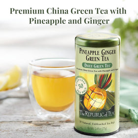 The Republic of Tea tea bags close-up, convenient daily brew option