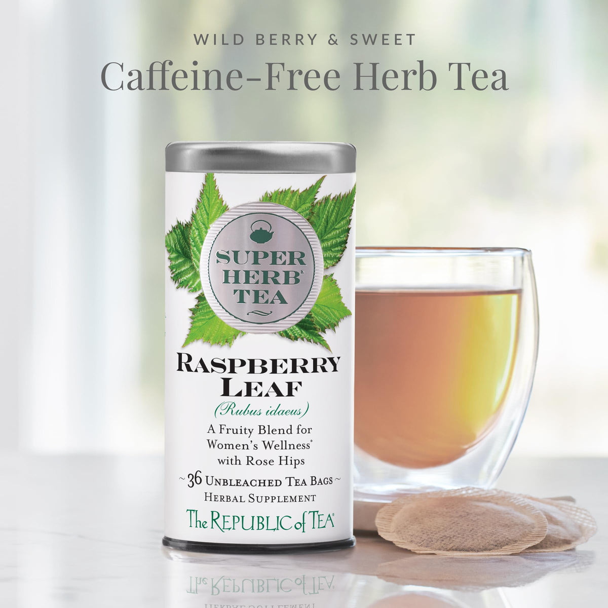 Closeup of raspberry leaf tea bags highlighting organic ingredients for a fragrant brew.
