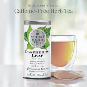 Closeup of raspberry leaf tea bags highlighting organic ingredients for a fragrant brew.