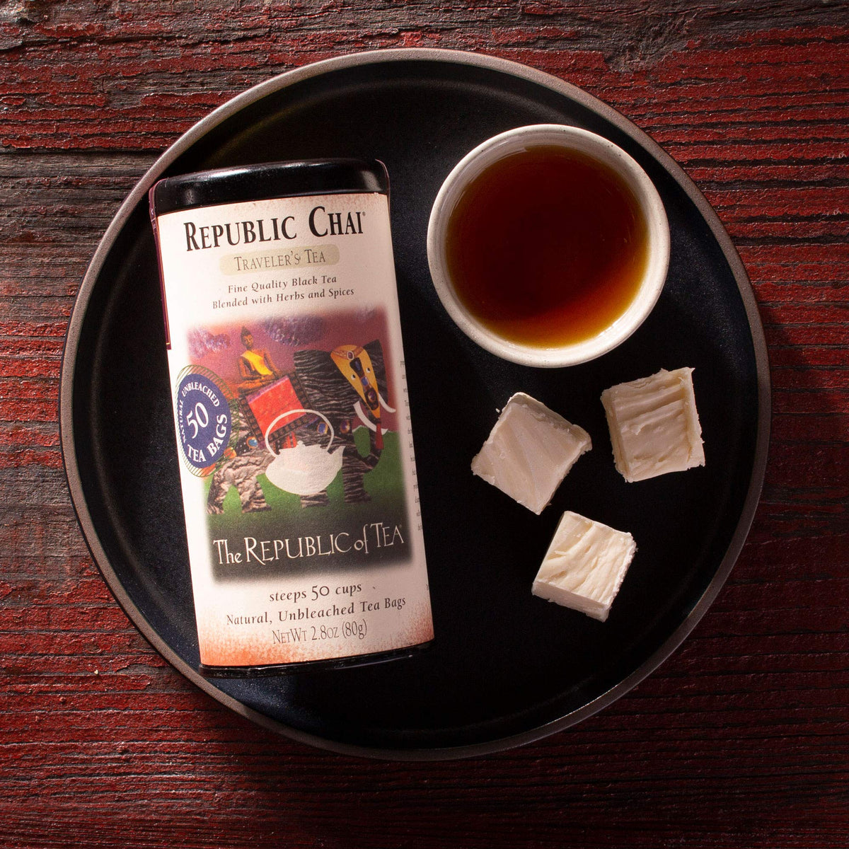 Spiced chai blend close-up showing warm cinnamon and ginger aroma.