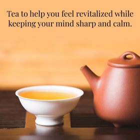 Steaming cup of The Republic of Tea Peach Blossom Oolong with a delicate floral scent.