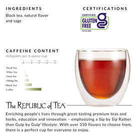 The Republic of Tea steeping instructions in action, showing quick 3-5 minute brew.