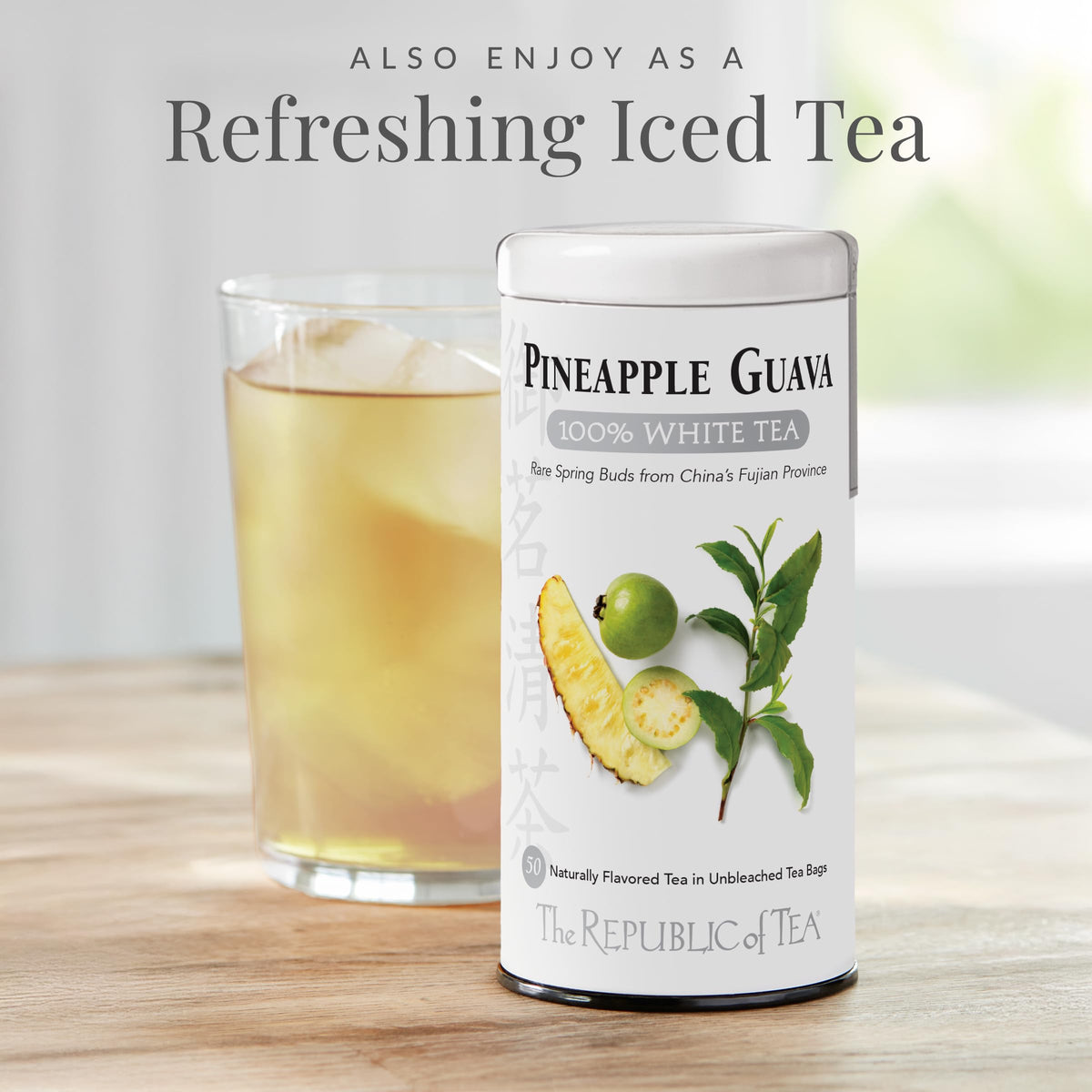 Steeping guidance from The Republic of Tea: 6 oz water and 30–60 seconds.